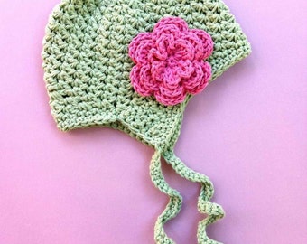 Baby Hat Pattern - Bumpy Earflap hat pattern with ties No.604 SEVEN sizes for Baby Toddler Kids Digital Download English