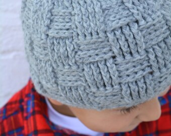 Boys Hat Crochet Pattern in Babies Toddler Kids and Mens Sizes Basketweave Beanie No.124 digital pattern English