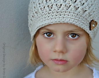 Crochet Hat Pattern in Baby, Toddler and Child Sizes available as instant download No.108 English