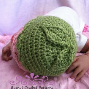 Baby Hat Crochet Pattern No.125 Fifi Flower Bud with Leaves English image 3