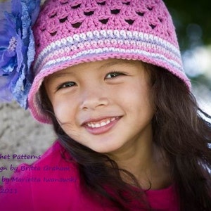 Girls Summer Hat Pattern in Baby, Toddler, Child and Teen Sizes No.116 Digital Download Crochet Pattern English image 2