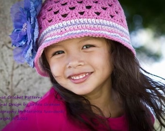 Summer Crochet Hat Pattern -  No.116 FOUR Sizes Baby Toddler Kids Girls English