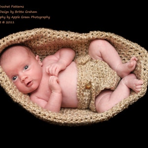 Baby Bowl, Diaper Cover and Hat Crochet Pattern ideal Photography Prop No.904 Digital Pattern English image 1