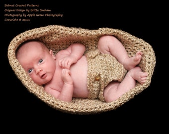 Crochet Pattern for Baby Photography Props includes Bowl, Diaper Cover and Hat No.904 Digital Download English