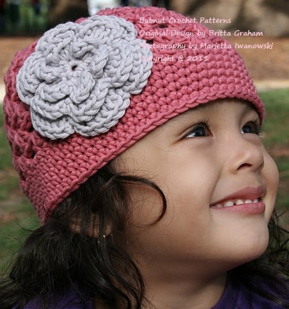 Flower Power Hat Crochet Pattern for Girls No.201 Baby to