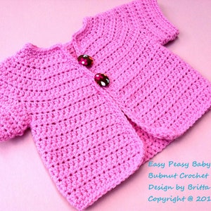 Crochet Baby Jacket Pattern Easy Peasy Cardigan Crochet Pattern No.907 THREE Baby Sizes Digital Download English image 3