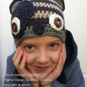 Racoon Crochet Hat Pattern No.308 Cute Critter Aniaml Digital Download PDF English image 1