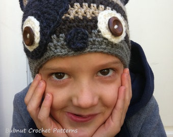 Racoon Crochet Hat Pattern No.308 Cute Critter Aniaml Digital Download PDF English