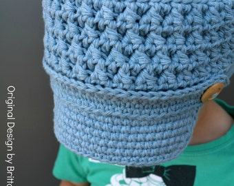 Boys Crochet Hat Pattern - Newsboy Cap in Toddler, Kid and Adult Size No.210 Digital Download English