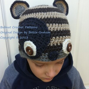 Racoon Crochet Hat Pattern No.308 Cute Critter Aniaml Digital Download PDF English image 2