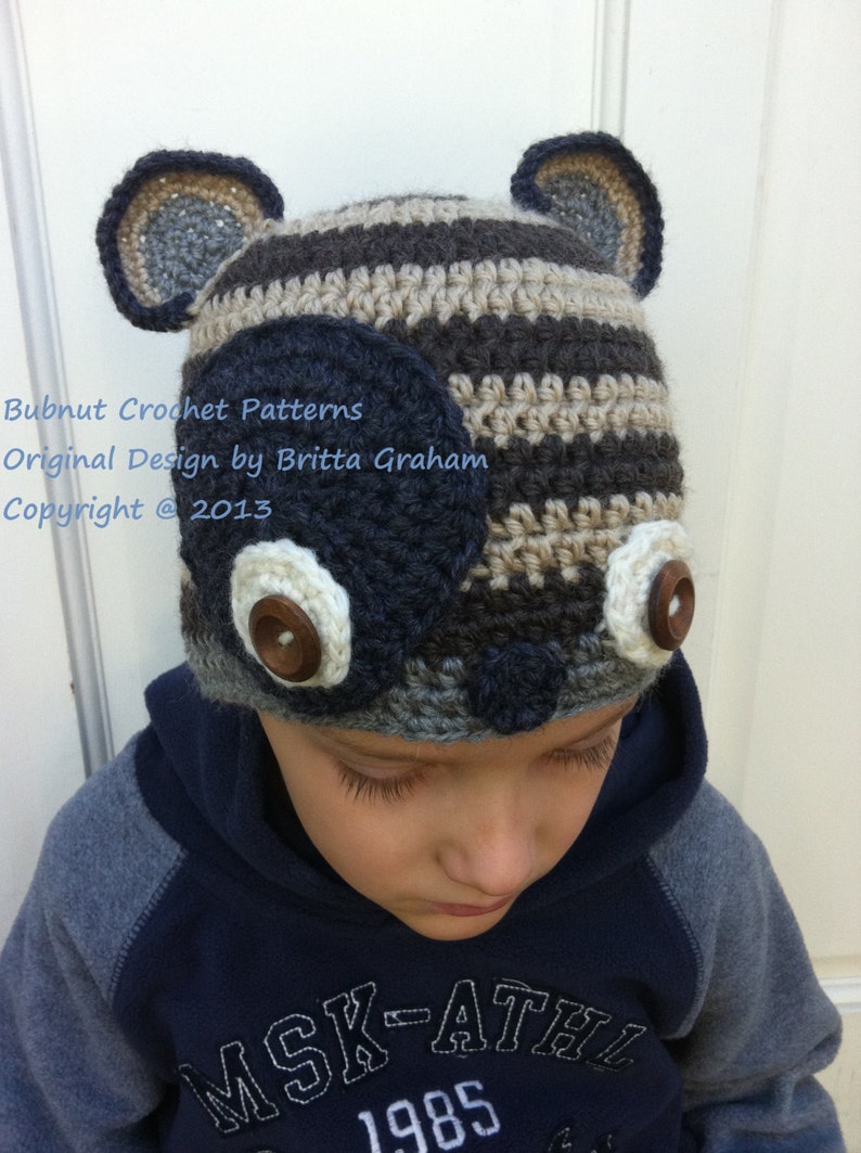 Racoon Crochet Hat Pattern No.308 Cute Critter Aniaml Digital Download PDF English image 2