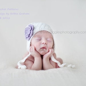Baby Crochet Pattern - Swirly Earflap Girls Hat Crochet Pattern No.604 English