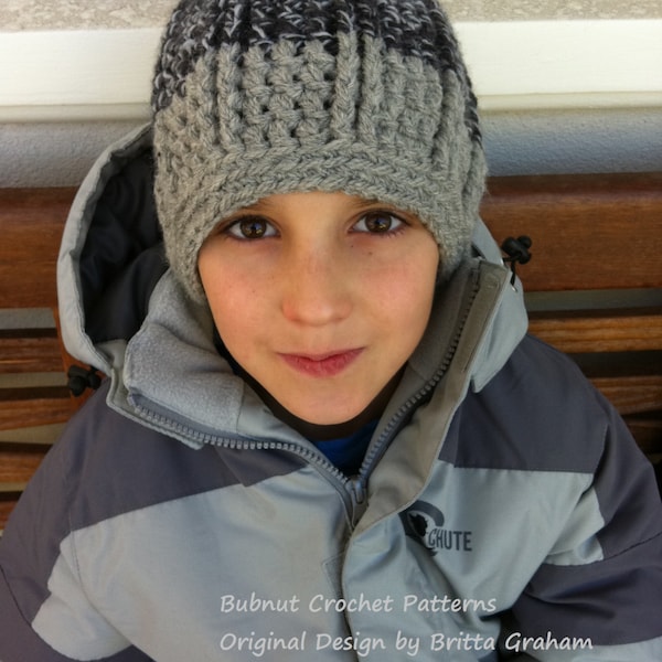 Crochet hat pattern for boys in bulky yarn - Funky Chunky Beanie Pattern No.400 Instant Digital Download English