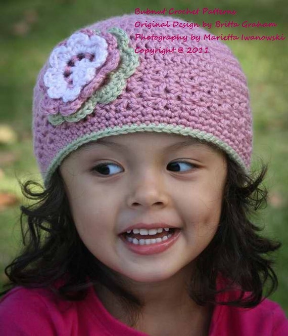Crochet Hat Pattern No.202 Blossom Beanie in Double Knitting DK