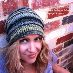 Slouchy Hat Pattern in Teens, Womens and Mens Sizes No.309 Digital Crochet Pattern for Beginners English