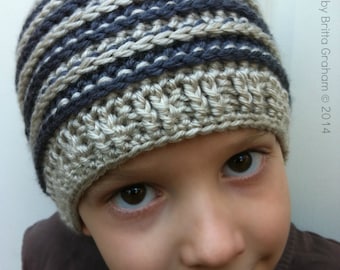 Unisex Ribbed Beanie - gehäkelte Mütze Muster mit DK (US = Light/3, AUS = 8ply) Garn Nr.306