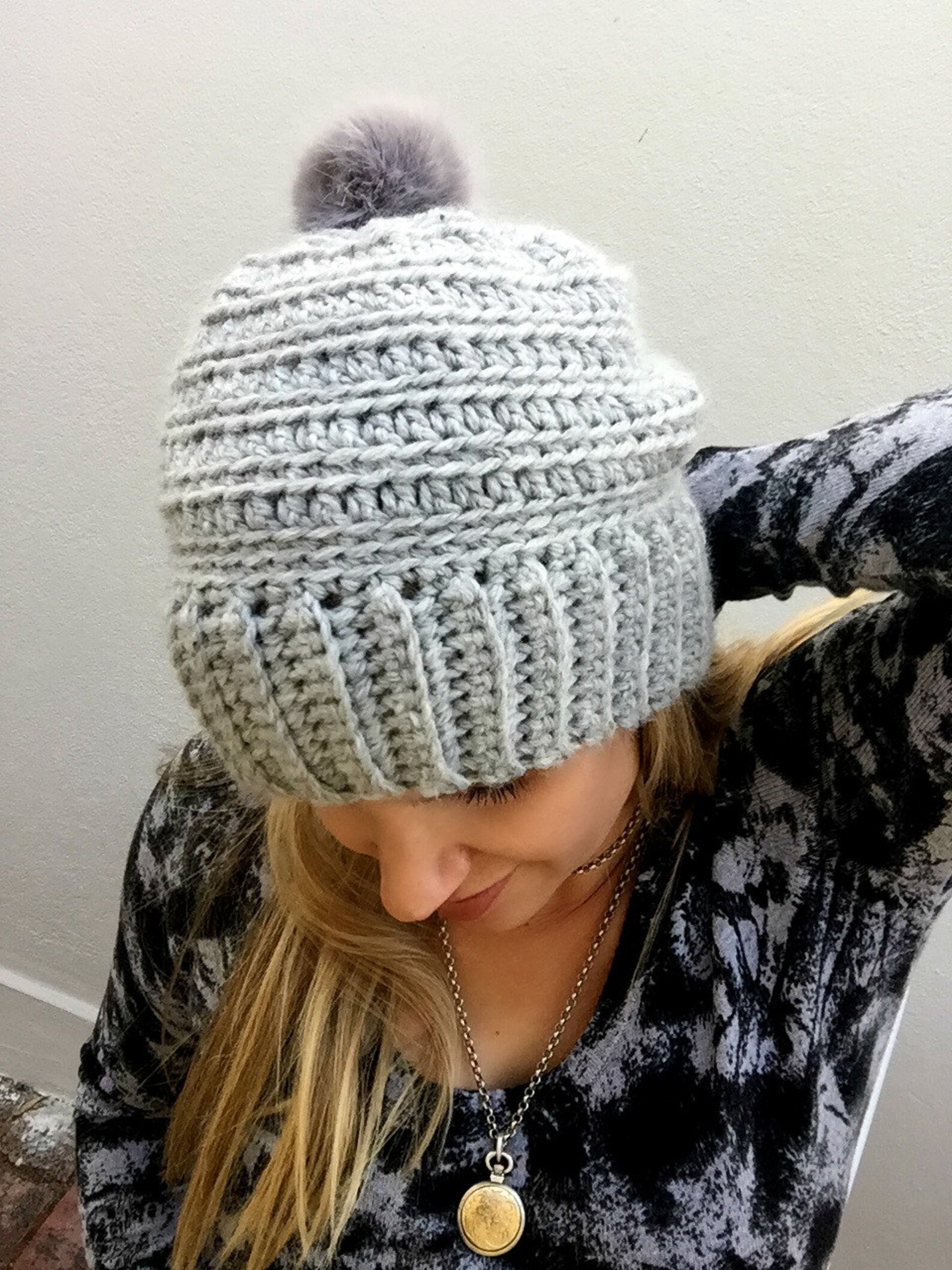 Slouchy Ribbed Beanie Pattern for chunky yarn Crochet Hat Etsy