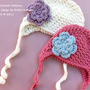 Hat Crochet Pattern No. 604 Bumpy Earflap Hat SEVEN sizes for newborn baby toddler child digital pdf image 1