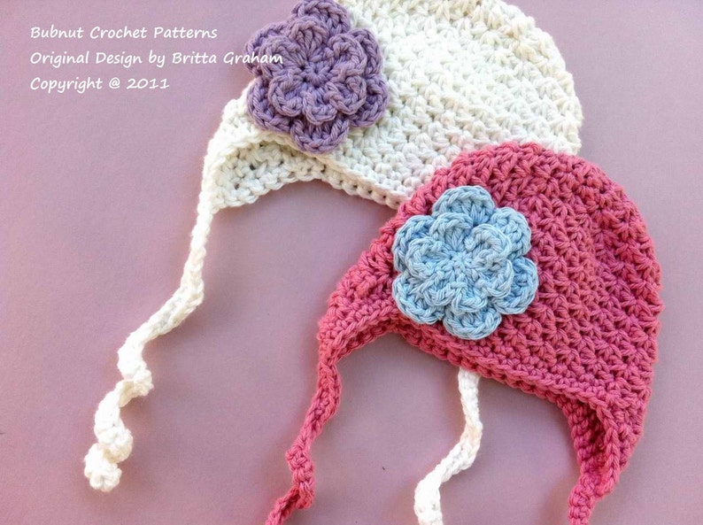 Hat Crochet Pattern No. 604 Bumpy Earflap Hat SEVEN sizes for newborn baby toddler child digital pdf image 1