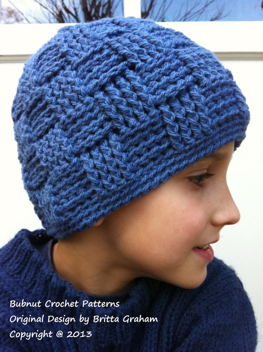 Boys Crochet Hat Pattern No.124 Basket Weave Baby Toddler Child Kid