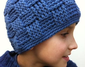 Boys Crochet Hat Pattern No.124 Basket Weave Baby Toddler Child Kid Mens English