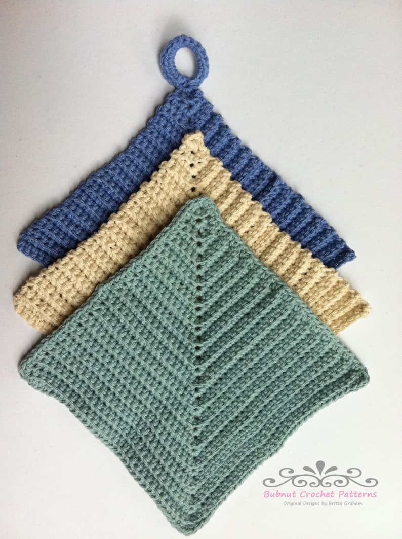 Crochet Dish Cloth Patterns THREE Instant Digital Downloads English image 2