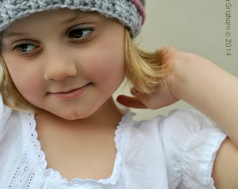 Patrón de gorro de crochet para niñas y niños - Patrón de crochet de gorro acanalado No.306 usando hilo de peso DK (US Light/3, AUS 8ply) digital pdfInglés