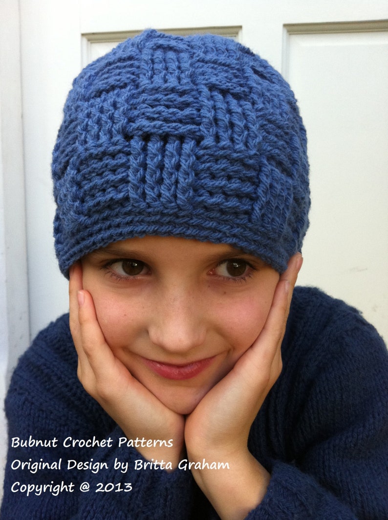 Boys Crochet Hat Pattern No.124 Basket Weave Baby Toddler Etsy