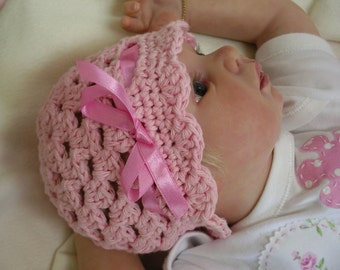 Easy Peasy Ribbon and Shells Baby Hat Crochet Pattern No.204 Newborn Baby Toddler Kid Sizes Digital Download English