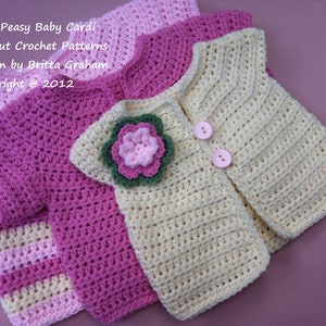 Crochet Baby Jacket Pattern Easy Peasy Cardigan Crochet Pattern No.907 THREE Baby Sizes Digital Download English image 1