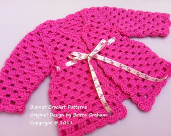 Crochet Baby Cardigan Pattern - Sweater Crochet Pattern No.905 Digital Download English