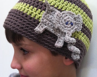 Ele Hat Crochet Pattern for Boys in Newborn, Baby, Toddler and Kids Sizes disponible au téléchargement No.003 Anglais