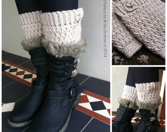 Textured Boot Cuffs Crochet Pattern No.912 English