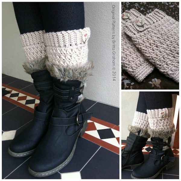 Textured Boot Cuffs Crochet Pattern No.912 English