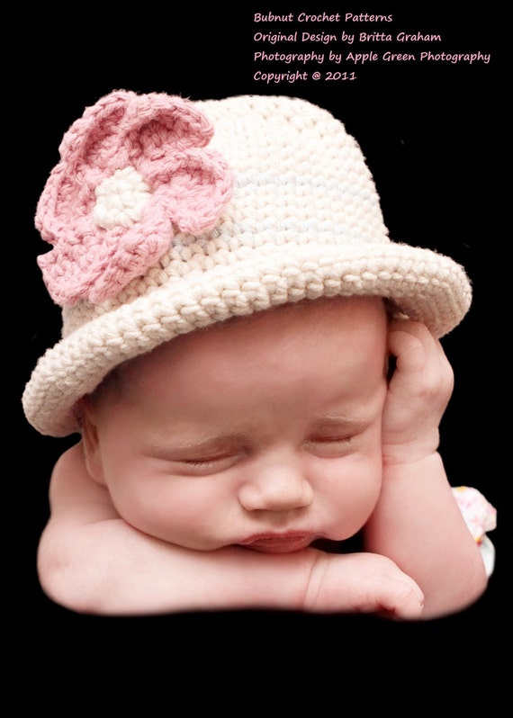 Crochet Hat Pattern Rolled Brim Hat Crochet Pattern No.119 Baby Bowler Newborn English