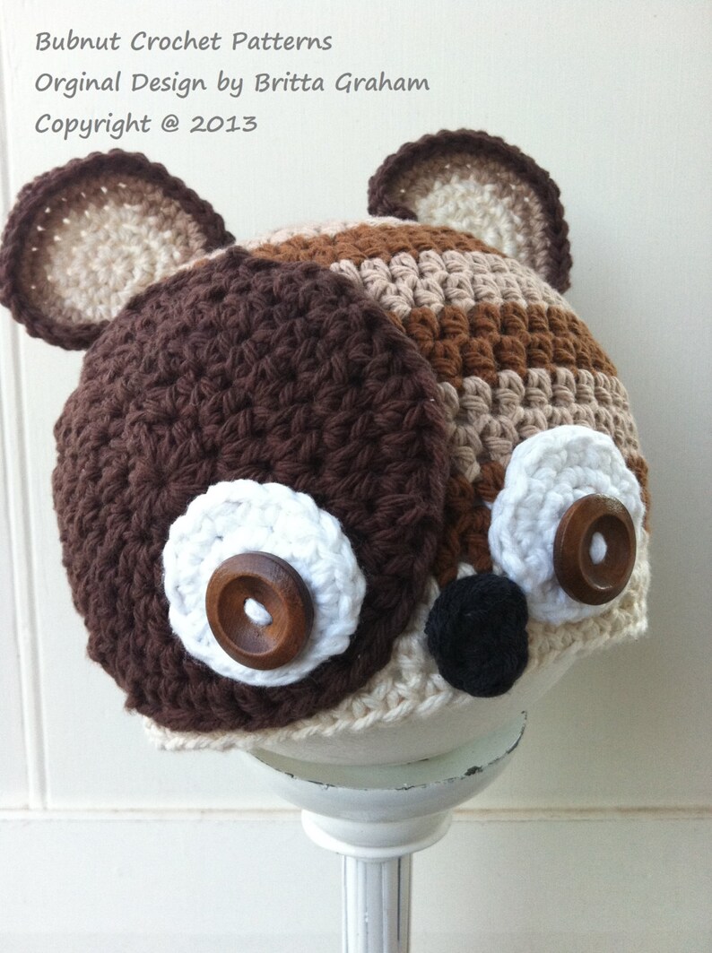 Racoon Crochet Hat Pattern No.308 Cute Critter Aniaml Digital Download PDF English image 4