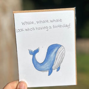 Cartão de aniversário engraçado, cartão de aniversário em aquarela, interior em branco, cartão de aniversário individual, cartão Ocean Life, impressões artísticas pintadas à mão, tamanho A2