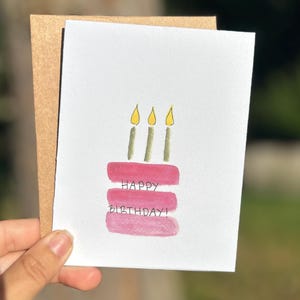 Cartão de aniversário, cartão de aniversário em aquarela, interior em branco, cartão de aniversário individual, impressões artísticas pintadas à mão, tamanho A2
