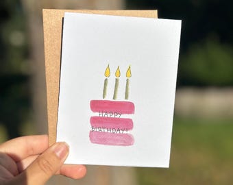 Birthday Card, Watercolor Birthday Card, Blank Inside, Individual Birthday Card, Hand-Painted Art Prints, A2 Size