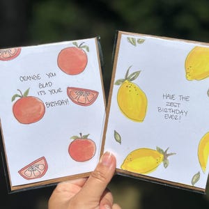 Punny Geburtstagskarten Set, Geburtstagskarten, Frühling Geburtstagskarten, Aquarell Geburtstagskarten, innen leer, handbemalte Kunstdrucke, A2 Größe
