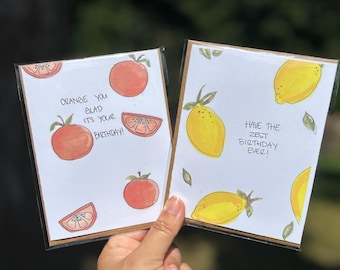 Punny Birthday Card Set, Birthday Cards, Spring Birthday Cards, Watercolor Birthday Cards, Blank Inside, Hand-Painted Art Prints, A2 Size