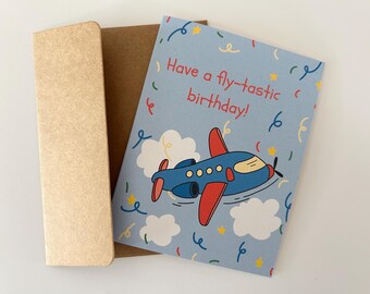 Airplane birthday card, cute cards for kids birthday, birthday cards for her, birthday cards for him, blank inside, A2 cards, handmade cards