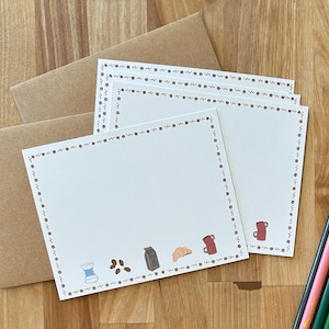 Kaffee-Themen-Karteikarten-Set, 6er-, 12-er oder 18er-Packung, leer oder personalisiert, süßes Briefpapier für Kaffeeliebhaber und Small Business Branding