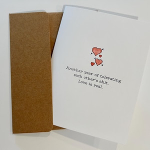 Sarcastic card, anniversary card, funny card for funny couple, funny card for him, funny card for her,blank inside, A2 cards, handmade cards
