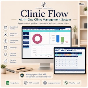 Clinic Management Spreadsheet | Appointment & Patient Tracker | Google Sheets Template | WhatsApp Reminders | No Monthly Fees