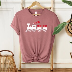 Love Train Shirt, Valentine T-Shirt, Heart Steam Engine Tee, Love Locomotive Tee, Valentine&#39;s Day Shirt, Anniversary Gift, Train Shirt