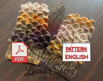Dragon Scale Fingerless Gloves Crochet Pattern – Crocodile Stitch (PDF Download)