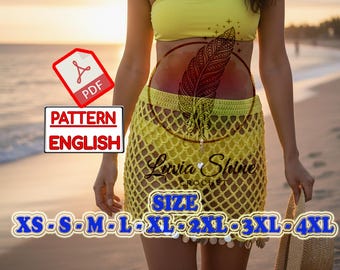 Crochet Beach Skirt Pattern, Boho Mesh Cover Up PDF, Fishnet Summer Mini Skirt Tutorial, Festival Sarong Pattern, Easy Crochet Pattern DIY