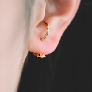 4pcs Gold Snake Front Back Earrings, Gold Plated Brass Snake Ear Jacket (GB-4070)