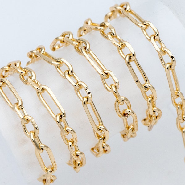 Gold Oval Link Chains 2.4/ 3.6mm, 18K Gold plated Brass,  Color Not Easily Tarnish (#LK-275)/ 1 Meter=3.3 ft